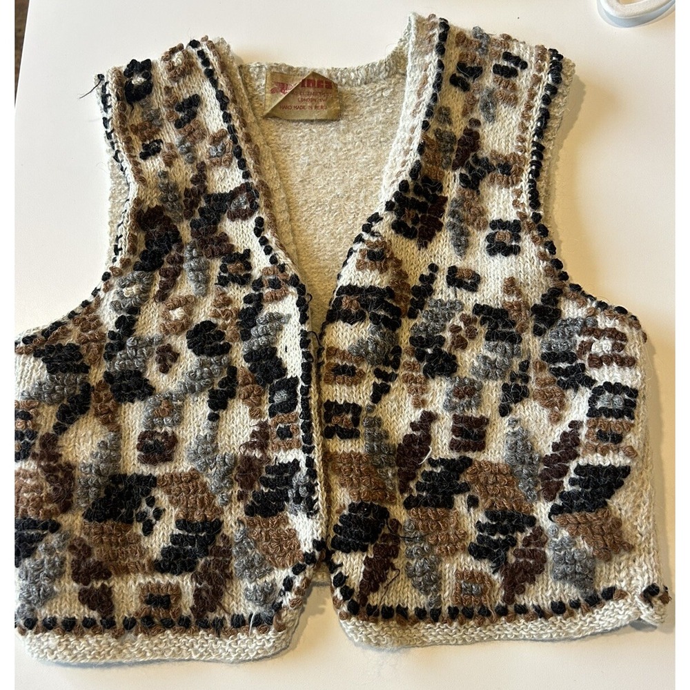 INCA Vintage Open Knit Vest 100% Alpaca *Made In Peru Gorgeous